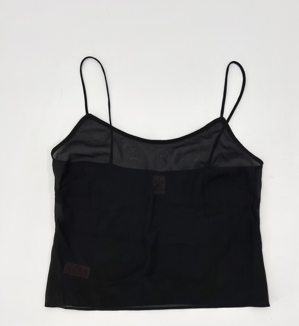 Unbranded Shirt Cami Womens 4 Black Strappy Cropped Round Neck Ladies